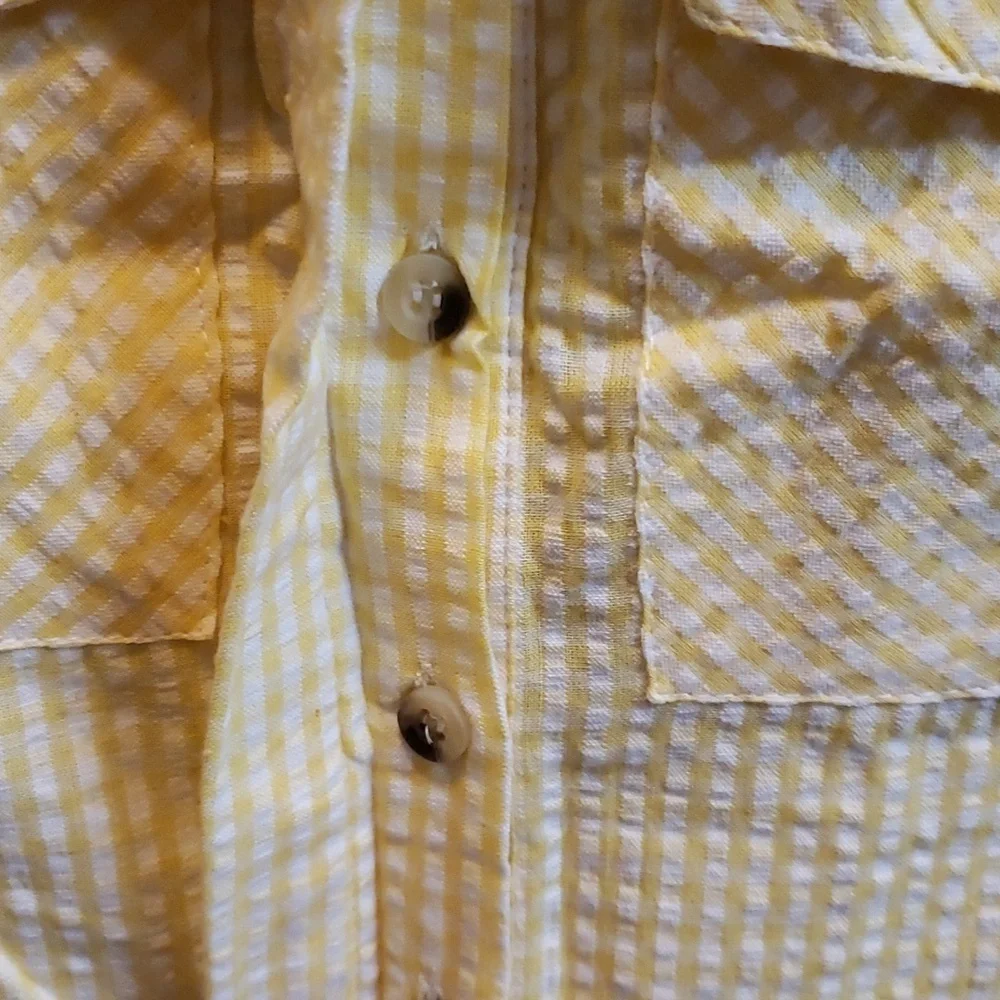 Sim & Sam NWT Sleeveless Button Front Yellow and White Check Top - Picture 3 of 6